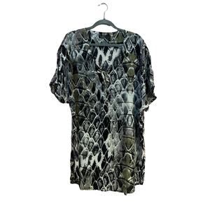 Gypsy 05 made in Hollywood silk tunic top dress green  Sz L cup sleeve